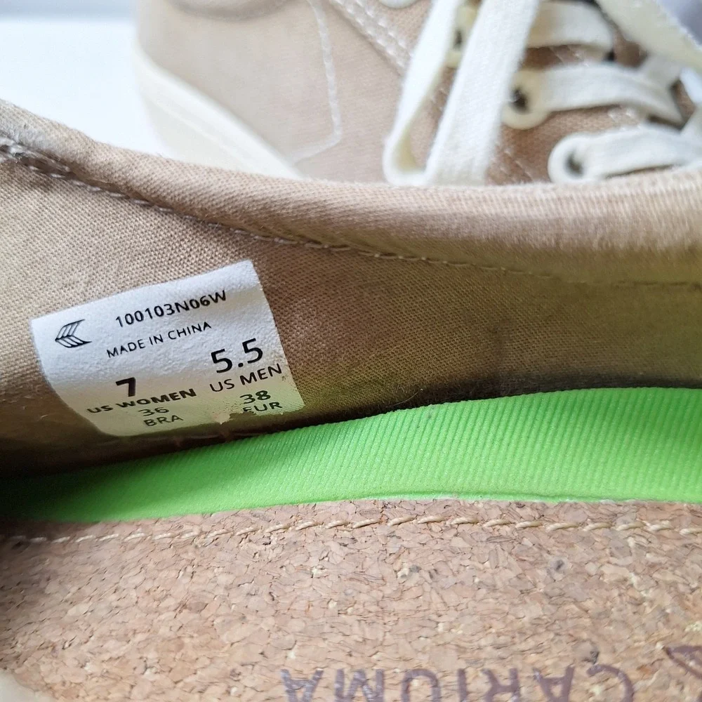 CARIUMA OCA Low Burnt Sand Canvas Sneaker Womens/7 Mens/5.5 Sand Brown Organic
